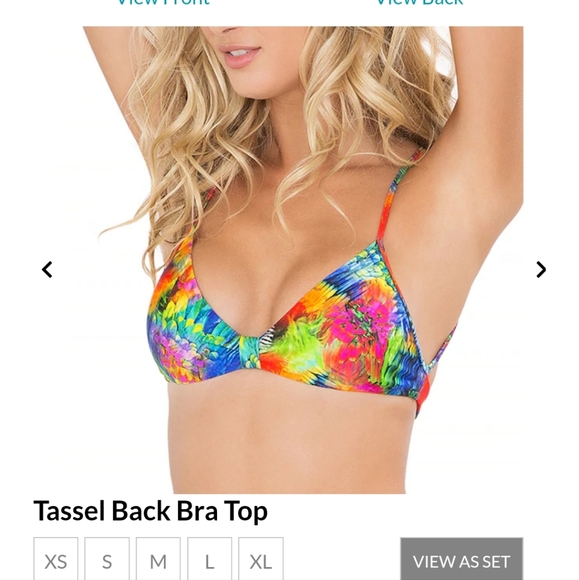 Luli fama mundo de colores full ruched bottom in size M and tassel back top M - Picture 2 of 10